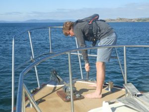 Jeremy lifting the anchor