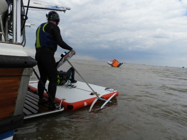 With the kite ready, Stew is handing over the board